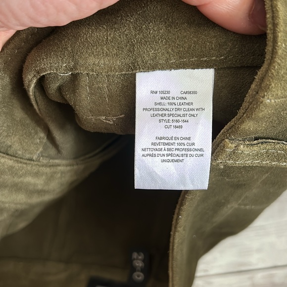 Current/Elliott The Leather Suede Button Front Naval Skirt in Olive Green - Picture 7 of 12